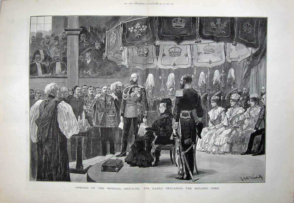 Antique Old Print 1893 Opening Imperial Institute Queen Building Open Art 19th
