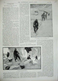 Original Old Antique Print 1894 Himalayas Hispar Pass Snow Seracs Mountains Art