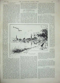 Original Old Antique Print 1894 Footbridge Richmond River Trees Country Sketch