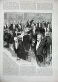 Original Old Antique Print 1894 Royal Academy Banquet President Toast Queen