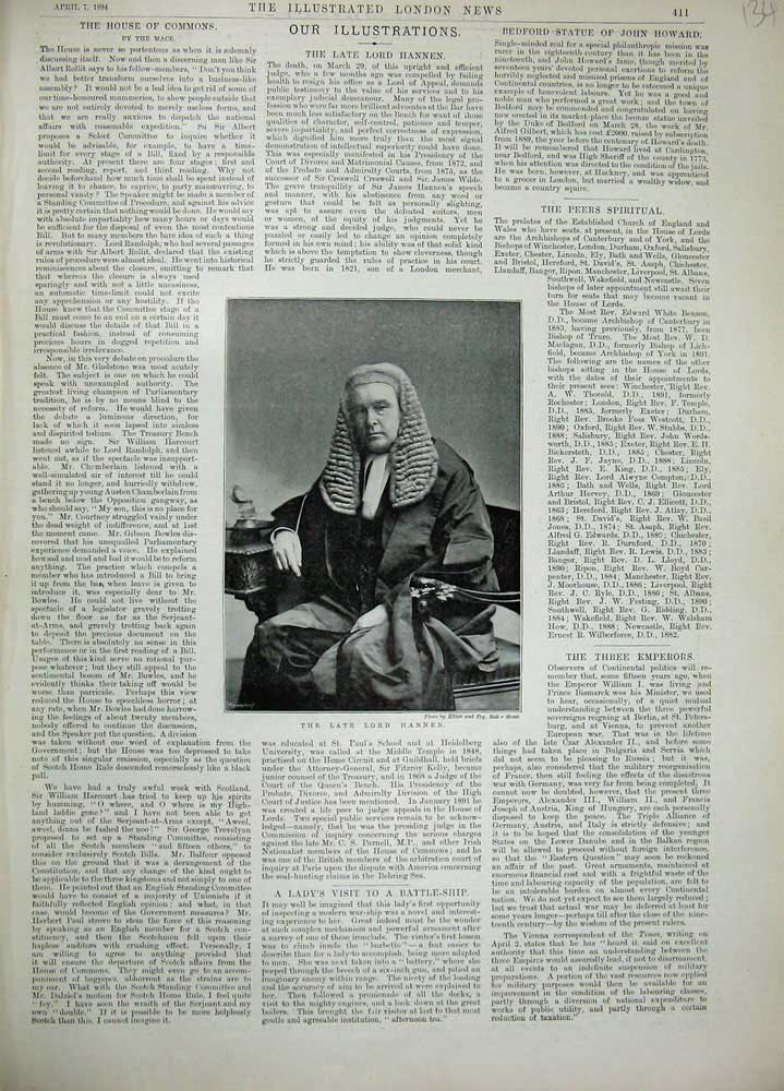 Original Old Antique Print 1894 Photograph Portrait Lord Hannen Court Judge Man