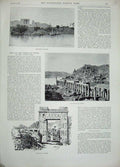 Original Old Antique Print 1894 Isel Philae Colonnade Archway Temple Nile Egypt