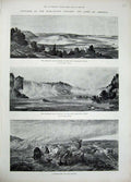 Old Antique Print 1894 Niagara Falls America Horseshoe River Prairie Fire 19th