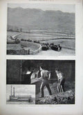 Original Old Antique Print 1894 Manchester Waterworks Thirlmere Livet Factory