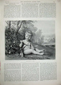 Old Antique Print 1894 Lord Kildare Cupid Baby Boy Country Trees Bridge 19th