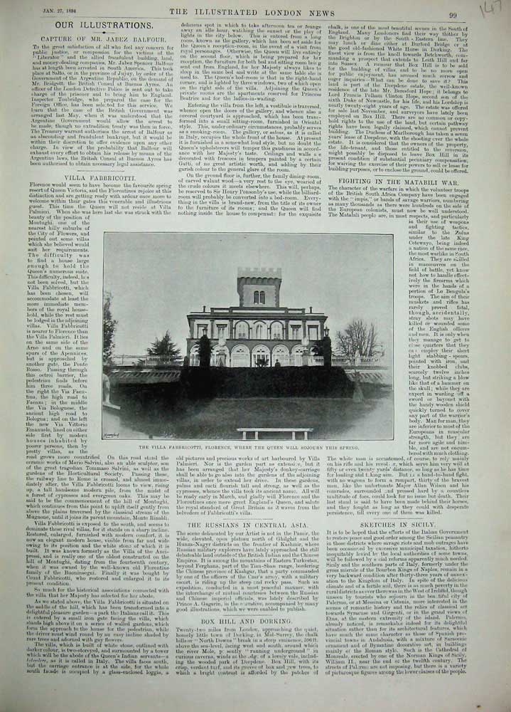 Old Antique Print 1894 Villa Fabbricotti Florence Queen Italy Photograph 19th