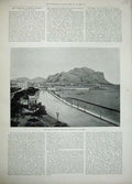 Original Old Antique Print 1894 Photograph Marine Promenade Palermo Sicily 19th