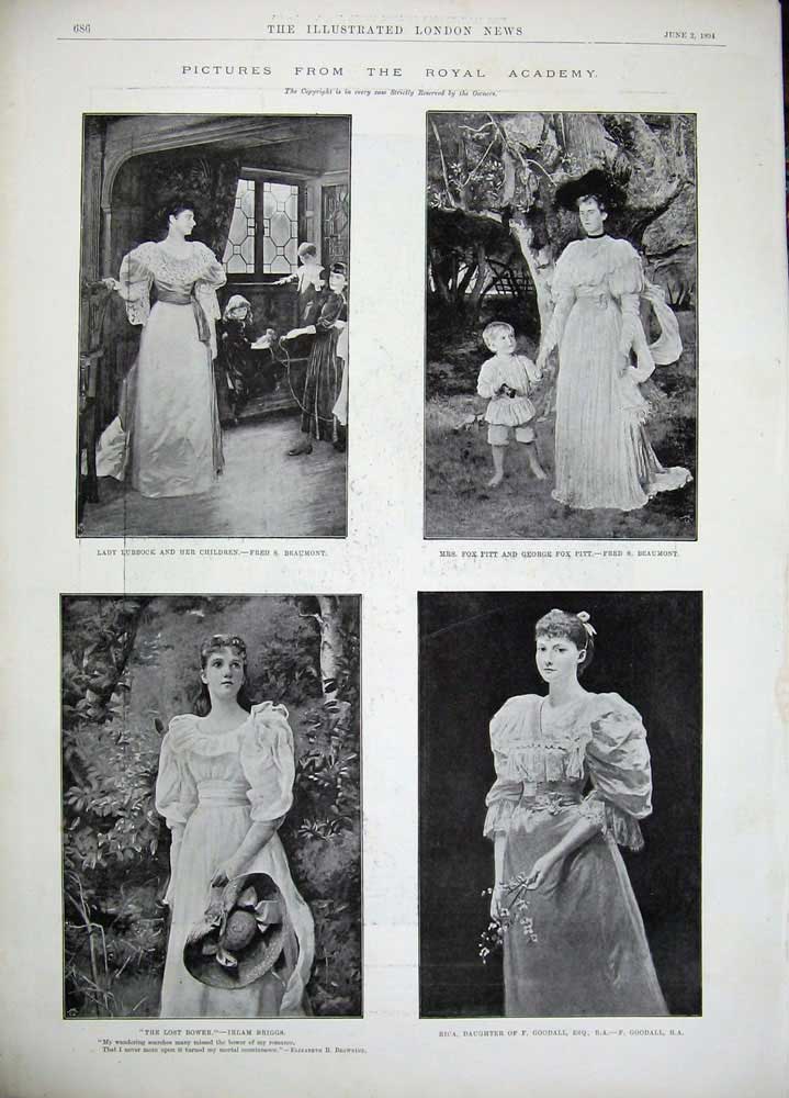 Old Antique Print 1894 Portrait Mr Robinson Royal Academy Art Beaumont 19th