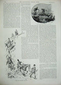 Old Antique Print 1894 Devon Somerset Hounds Hunting Sport Dogs Horses 19th