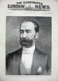Original Old Antique Print 1894 Sadi Carnot President French Republic Lyons Man
