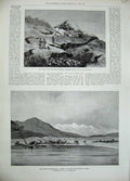 Original Old Antique Print 1894 Earthquake Greece Atalante Ruins Fissures Hills