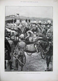 Original Old Antique Print 1894 Queen Visit Aldershot Scots Greys Siers Horses