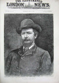 Original Old Antique Print Portrait Mr Algernon Charles Swinburne Man 1894 19th