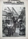 Original Old Antique Print 1894 Overend Fine Art Big Gun War Ship Man Woman Boy