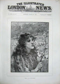 Old Antique Print 1894 Mouat Loudan Spring Beautiful Girl Country Sheep 19th
