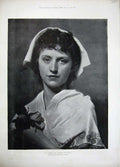 Original Old Antique Print 1894 Photograph Young Woman Rose Flower Victorian