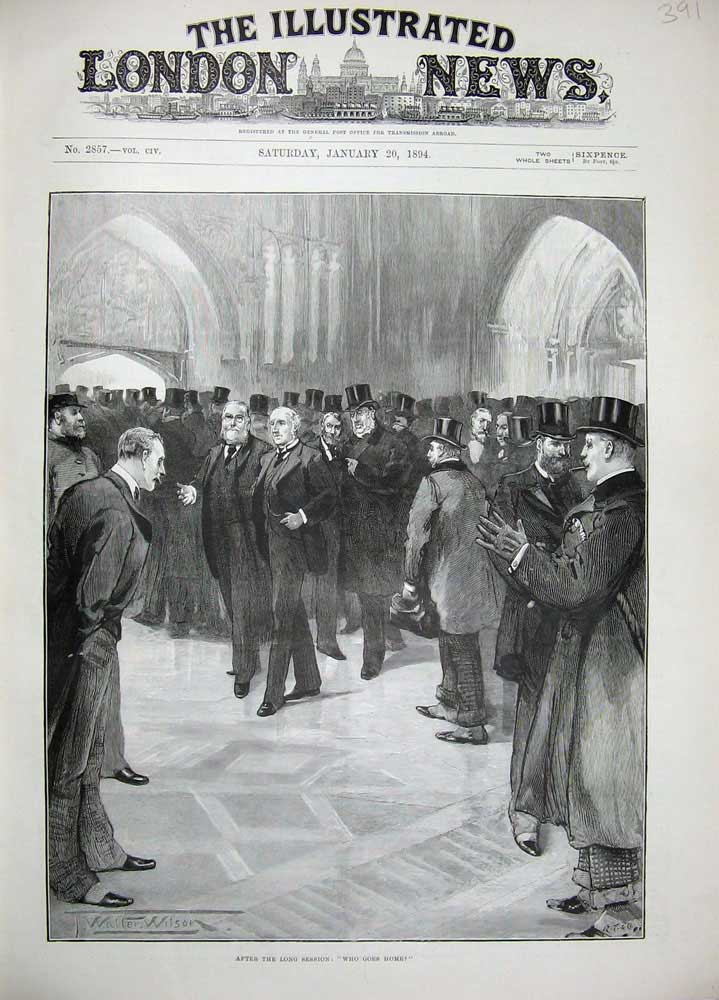 Old Antique Print 1894 Session Houses Parliament Commons Men Wilson Art 19th