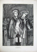 Old Antique Print 1894 Watch Night Ladies Church Lamp-Light Tennyson Art 19th