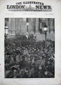 Old Antique Print 1894 New Years Eve St Paul'S Cathedral Auld Lang Syne 19th