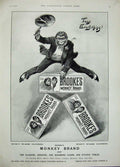 Old Antique Print 1896 Advertisement Brooke'S Monkey Brand Soap Cleaner 19th