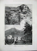 Original Old Antique Print 1896 Thomas Moore Glendalough Church Vale Clara Boat