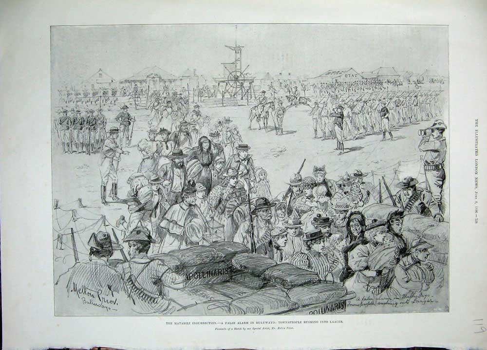 Old Antique Print 1896 Matabili Insurrection Buluwayo People Laacer War 19th