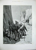 Original Old Antique Print 1896 War Riderless Horse Men Cliffs Woodville 19th