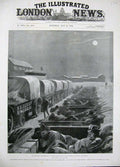 Original Old Antique Print 1896 Matabili Insurrection Laager Buluwayo Moonlight