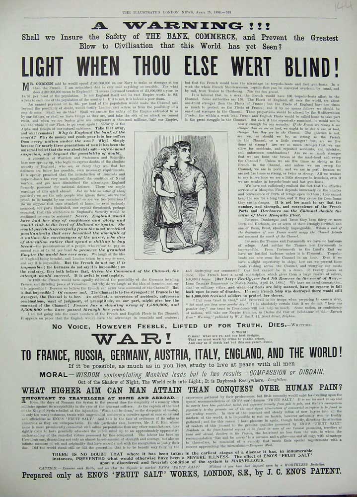 Old Antique Print 1896 Advertisement Eno'S Fruit Salt Works London Patent 19th