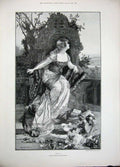 Old Antique Print 1896 Beautifullady Baby Girl Gabriel Ferrier Fine Art 19th