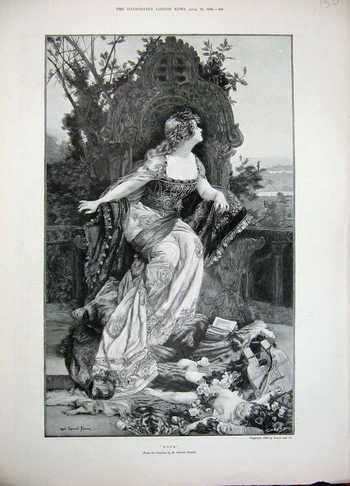 Old Antique Print 1896 Beautifullady Baby Girl Gabriel Ferrier Fine Art 19th