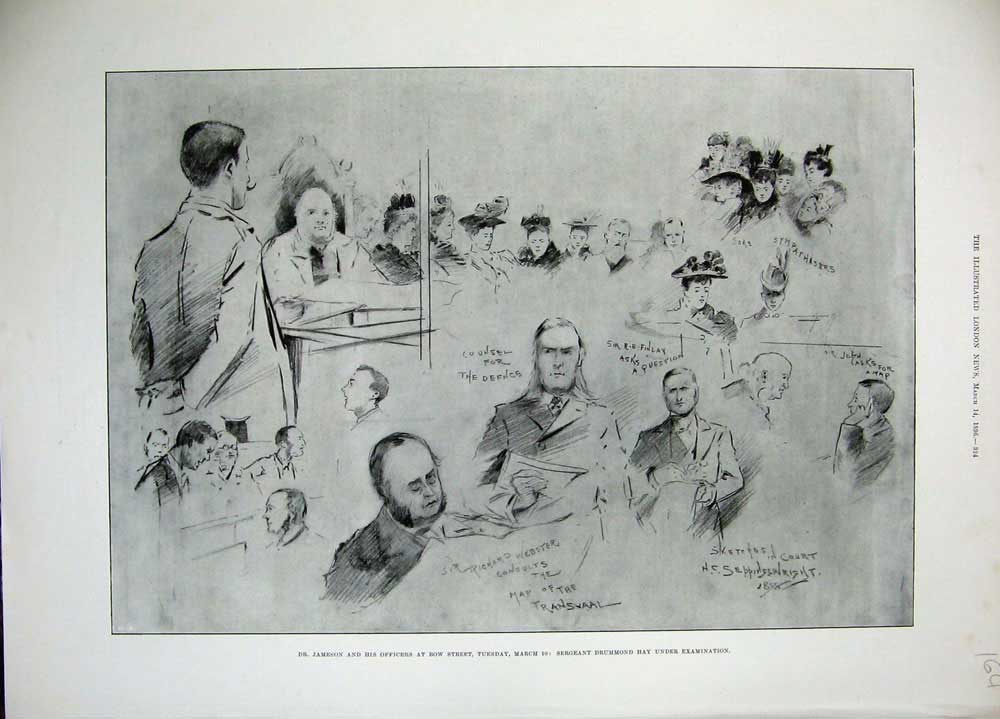 Old Antique Print 1896 Jameson Officers Bow Street Law Court Drummond Hay 19th