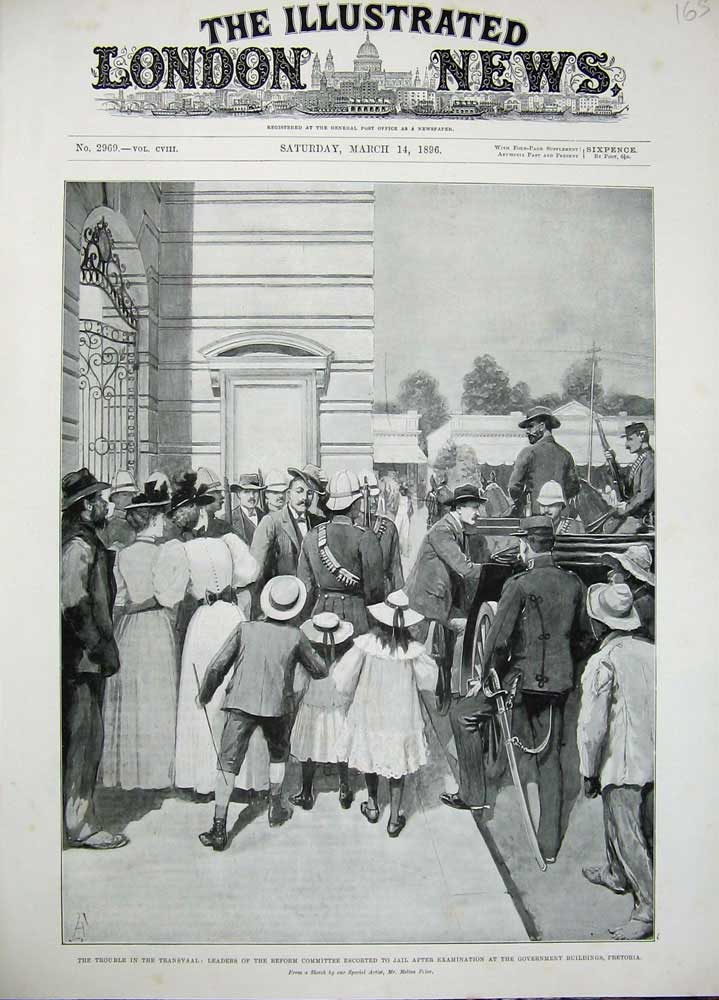 Old Antique Print 1896 War Transvaal Reform Committee Pretoria Jail Men 19th