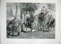 Original Old Antique Print 1896 Egypt Horses Camles Pyramids Trees Overend 19th