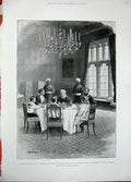 Original Old Antique Print 1896 Royal Luncheon Party Windsor Queen Battenberg