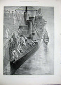 Original Old Antique Print 1896 War Preparations 27-Knot Torpedo Destroyer Ship