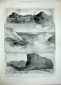 Original Old Antique Print 1896 Transvaal War Majuba Hill Laing'S Neck Zulu War
