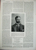 Original Old Antique Print 1896 Portrait Gilbert Parker Writer Author Man 19th
