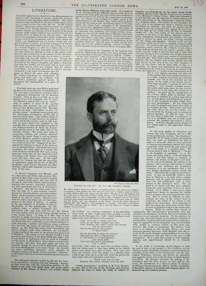 Original Old Antique Print 1896 Portrait Gilbert Parker Writer Author Man 19th