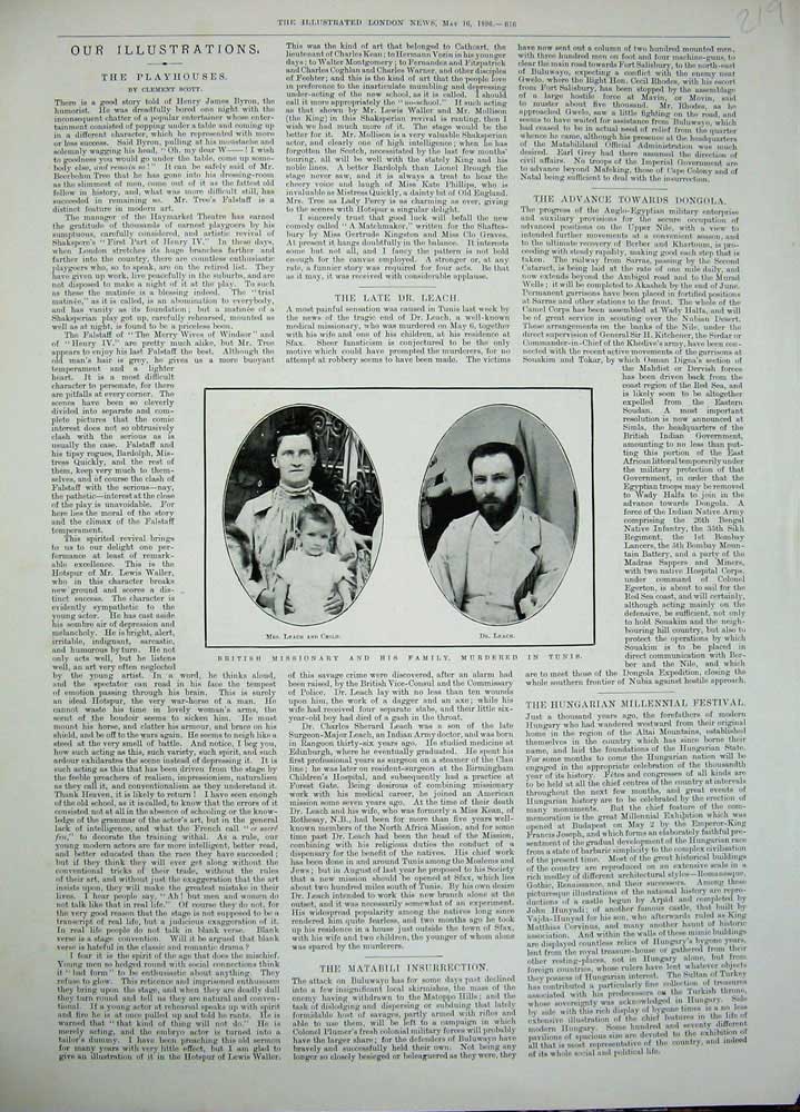 Original Old Antique Print 1896 Mrs Leach Doctor Missionary Murdered Tunis 19th