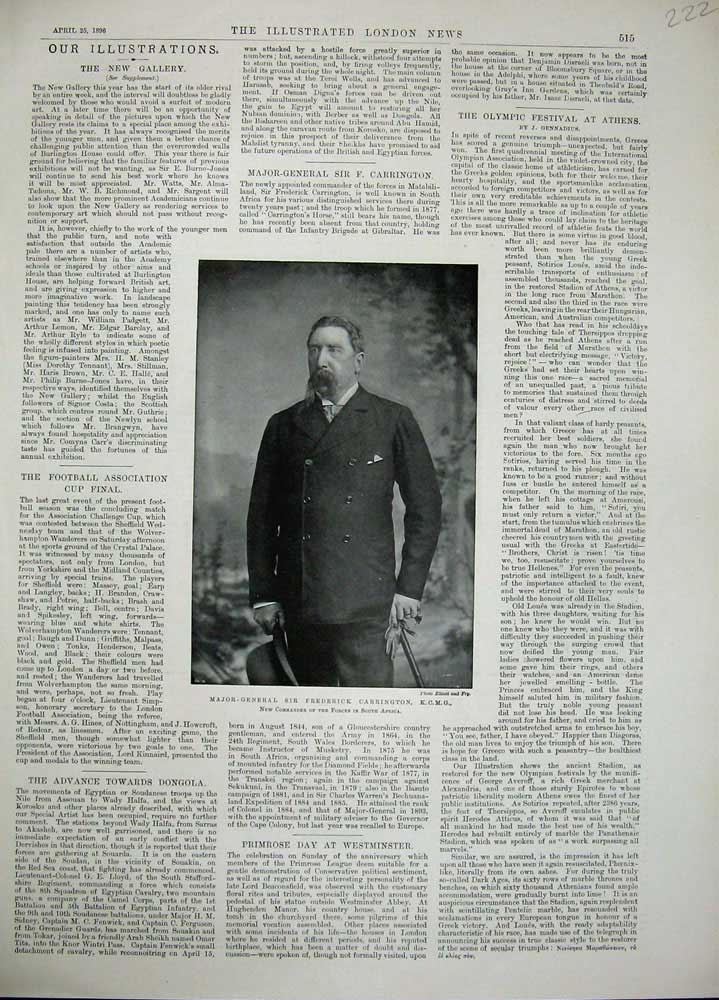 Old Antique Print 1896 Major-General Sir Frederick Carrington Man Photo 19th