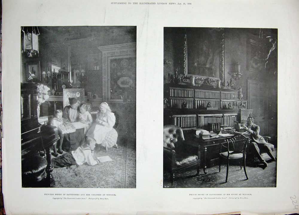 Original Old Antique Print 1896 Princess Henry Battenberg Windsor Prince London