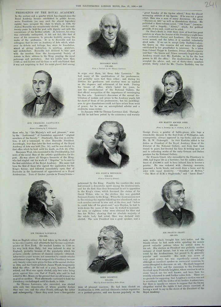 Original Old Antique Print 1896 Men West Shee Grant Reyns Lawrence Leighton