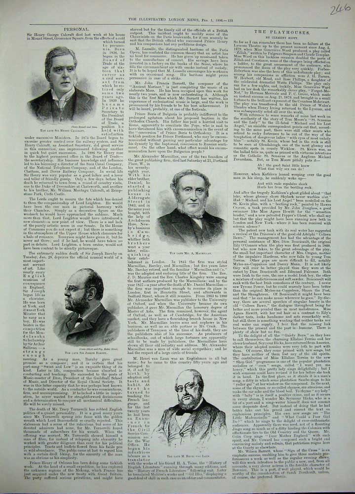 Old Antique Print 1896 Henry Calcraft Macmillan Henri Van Laun Barnby Men 19th