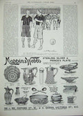 Original Old Antique Print 1896 Football Sport Advertisement Mappin Webb Silver