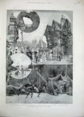Original Old Antique Print 1896 Pantomime Robinson Crusoe Lyceum Theatre Cave