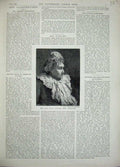 Original Old Antique Print 1896 Portrait Late Lady Gregory Mrs Stirling 19th
