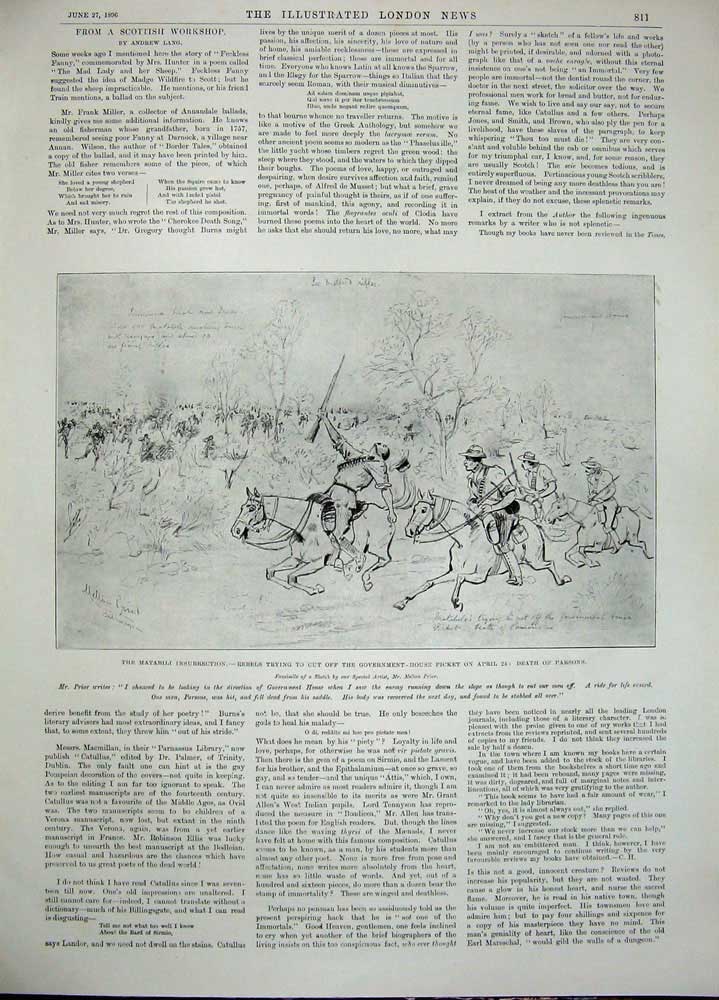 Old Antique Print 1896 Camels War Dongola Matabili Death Parsons Horses 19th
