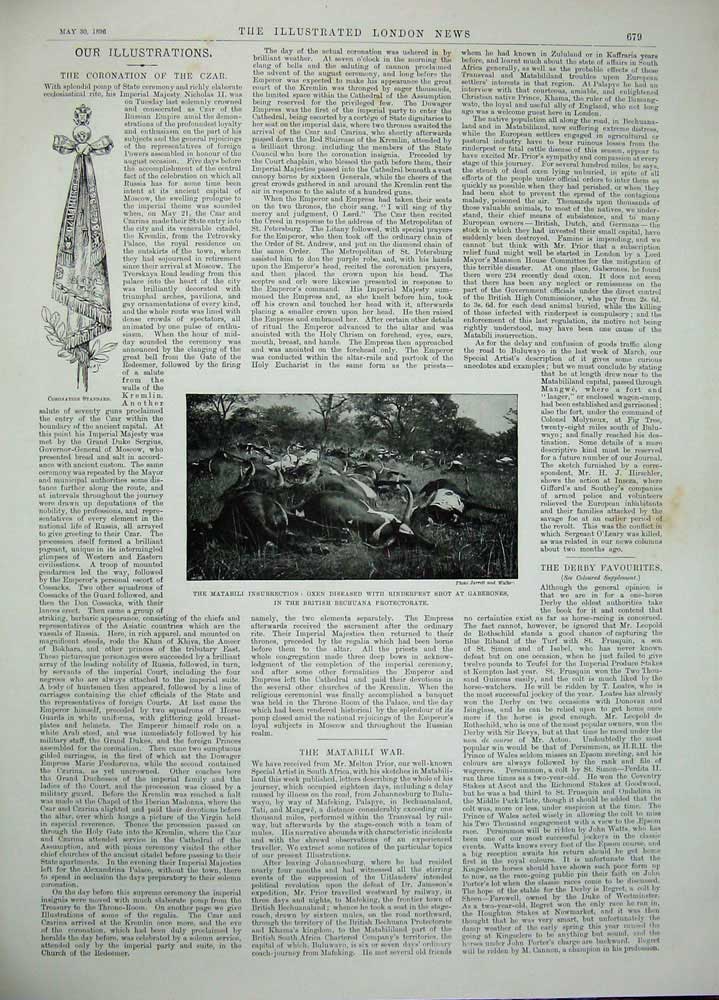Antique Old Print 1896 Matabili War Inseza Gifford Southey Gaberones Oxen 19th