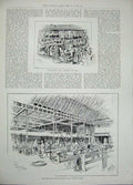 Original Old Antique Print 1896 Pneumatic Tyres Coventry Wheel Shop Motor Car